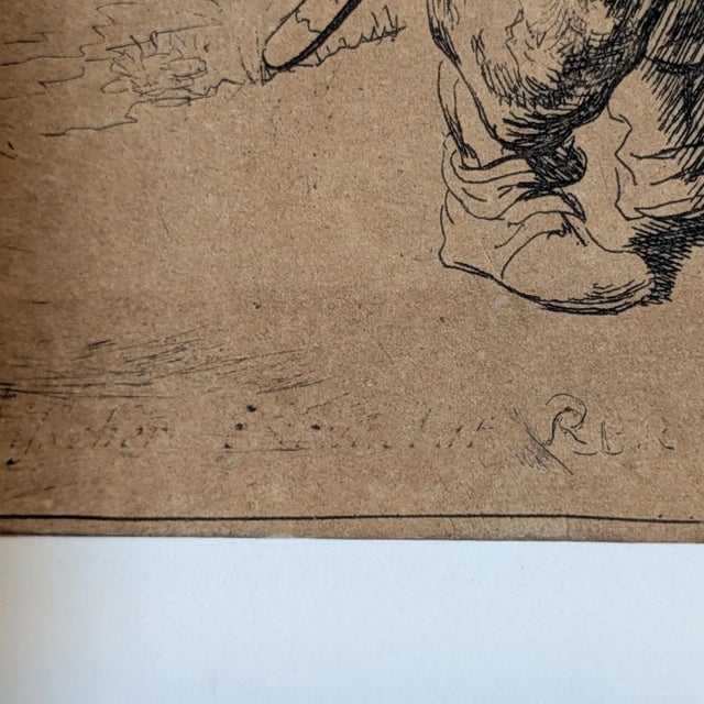17th Century 17th C. Etching After Rembrandt - The Rat Catcher - c.j. Visscher Pub. State For Sale - Image 5 of 7