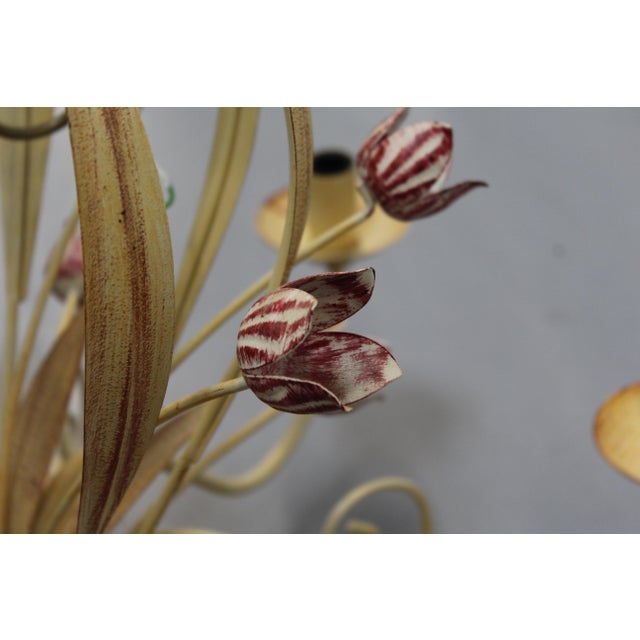 Yellow Metal Floral Chandelier Lighting For Sale - Image 6 of 13
