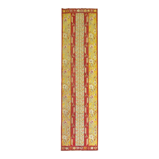 Colorful Red Yellow Turkish Melas Early 20th Century Wool Runner For Sale