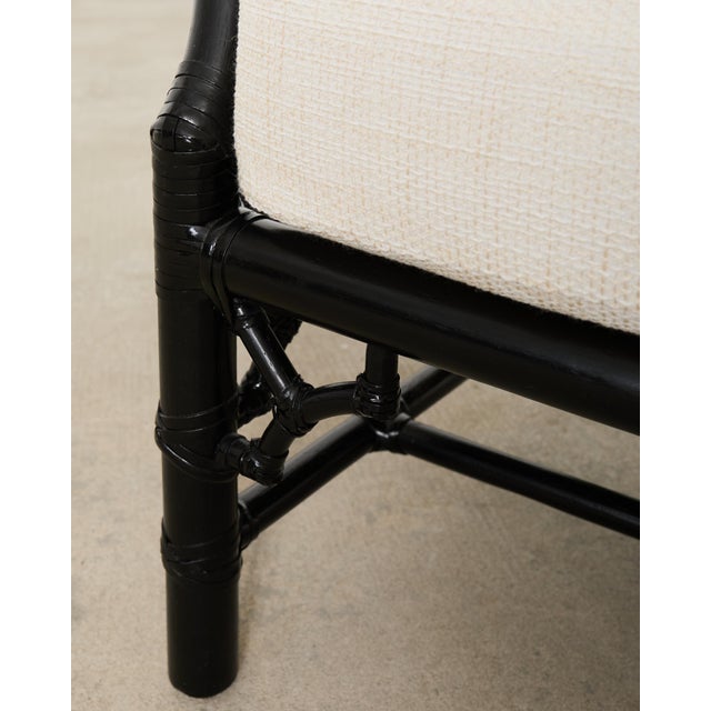 McGuire Rattan Chinese Chippendale Lacquered Lounge Chair For Sale - Image 17 of 18