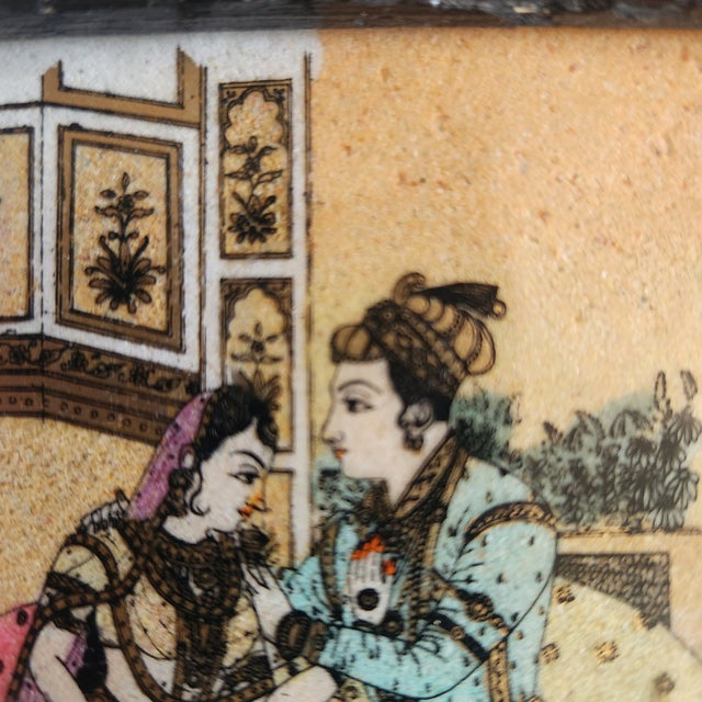 Indian Circa 1900 Reverse Painted Glass Miniature Indian Painting For Sale - Image 3 of 3