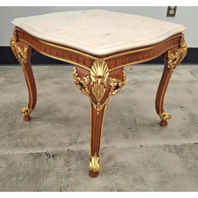 Late 20th Century Meroni Francesco Louis XV Partial Gilt Mahogany and Marble Top Side Table For Sale - Image 9 of 12