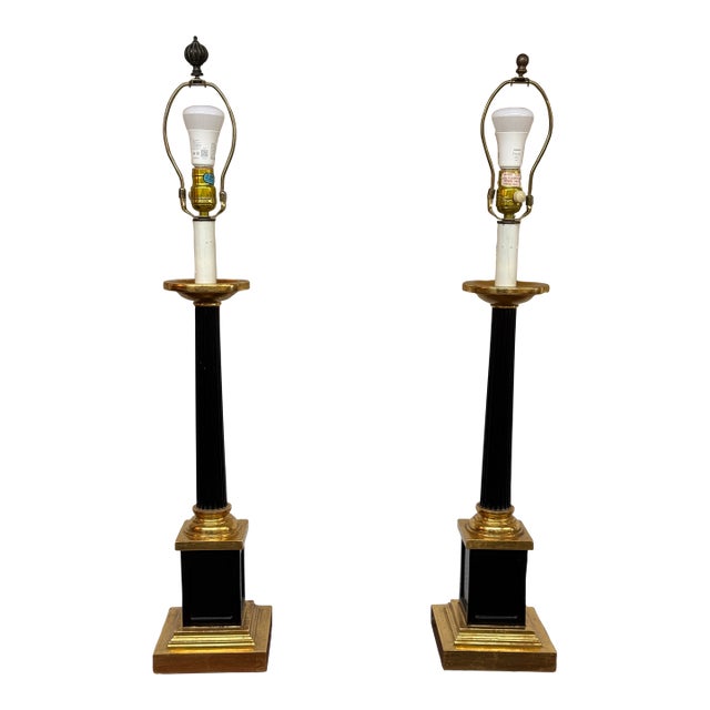 Neoclassical Style Column Buffet Table Lamps, Pair For Sale