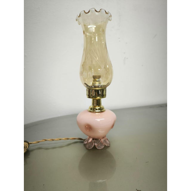 1950s Pink Murano Lamp with Amber Glass, 1950s For Sale - Image 5 of 11