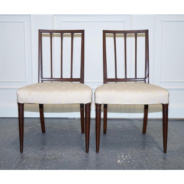 Textile Victorian Side Chairs with Cream Fabric Seats For Sale - Image 7 of 17