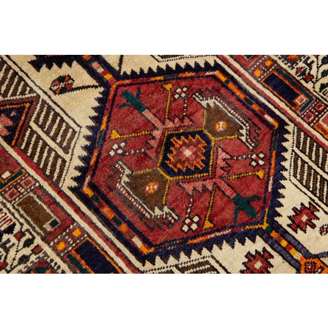 1960s 1960s Vintage Serab Handmade Wool Rug With Multicolor Design For Sale - Image 5 of 7