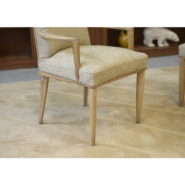 Beige Cerused Oak Armchairs attributed to Suzanne Guiguichon, 1940s, Set of 2 For Sale - Image 8 of 11