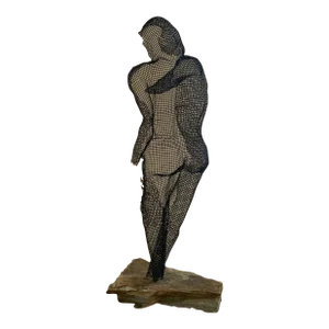 "In Motion" Contemporary Abstract Figurative Steel Mesh Sculpture by Donald Kolberg