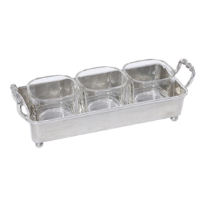 St. Anton Pewter & Glass 3-Section Condiment Tray