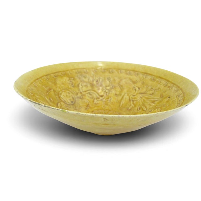 Ceramic Chinese Ming Hongzhi Style Dragon & Phoenix Delicate Imperial Yellow Bowl For Sale - Image 7 of 15