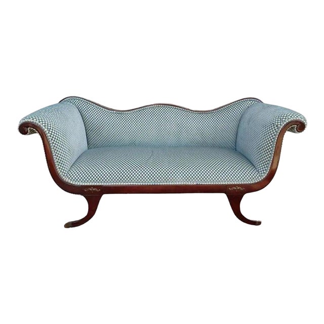 Vintage Recamier Sofa Upholstered in Clarence House Velvet For Sale