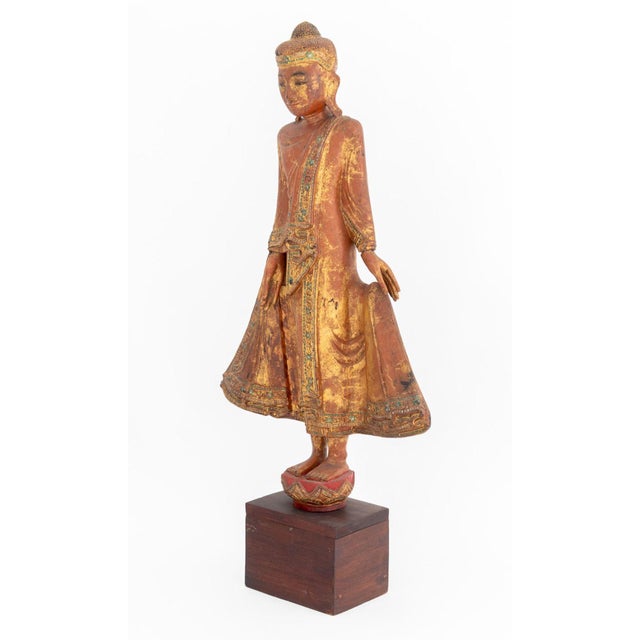 Thai Standing Buddha Giltwood Sculpture For Sale In New York - Image 6 of 9