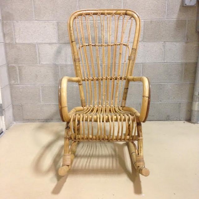 Vintage Highback Rattan Rocking Chair Chairish
