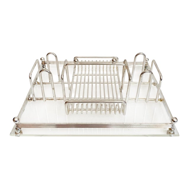 1970 American Mid-Century Modern Silver Plate Lucite Buffet Caddy For Sale