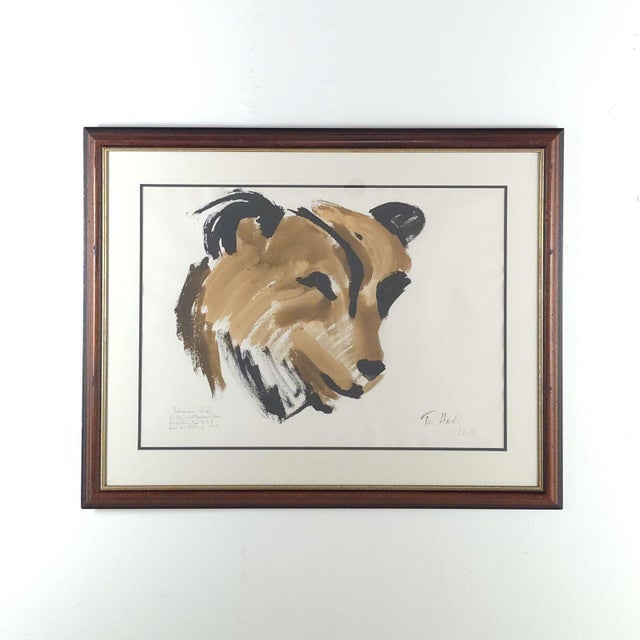 A study of a bear for the Golden Bears by Tom Hardy, dated 1979. Osky the Bear stands on a pedestal above Sproul Plaza at...