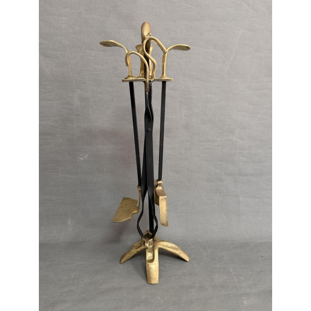 Vintage Brutalist Fireplace Tools in Bronze by David Marshall, 1975, Set of 5 For Sale - Image 9 of 9