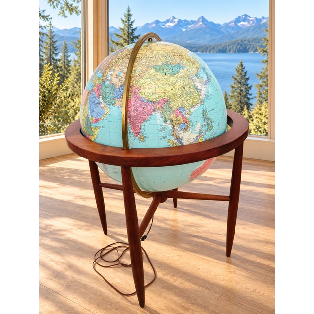 Vintage Mid Century Modern Replogle 24" Library Globe ~ Floor Lamp ~ Pearsall / McCobb Era For Sale In Seattle - Image 6 of 18