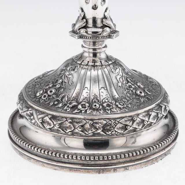 Antique 19th Century German Silver Candlesticks, Hanau, 1870s, Set of 2 For Sale - Image 13 of 18