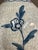 Light blue crackle vase lamp with hand painted blue flowers and leaves with pattern around the top. Dark woodenly and...