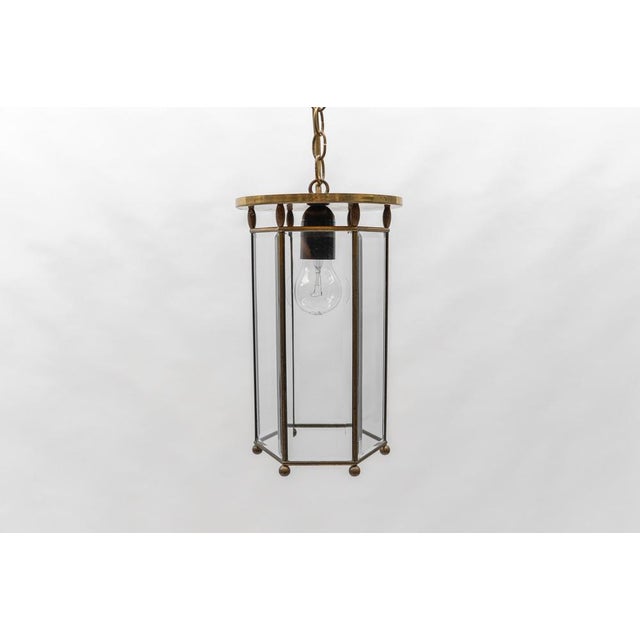 1930s Light Cut Glass and Brass Ceiling Lamp in the style of Adolf Loos Lobmeyr, Austria, 1930s For Sale - Image 5 of 16