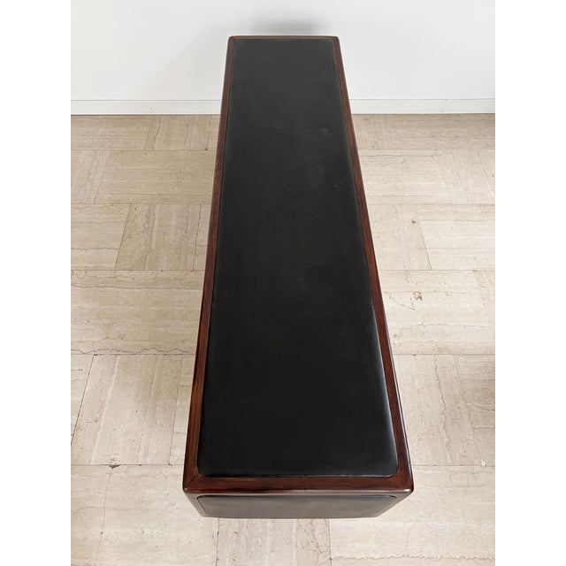 Black Sideboard Bench in Wood and Leather, Finland, 1950s For Sale - Image 8 of 18