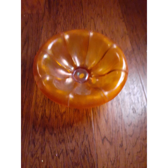 1970s 1970s Fenton Iridiscent Orange Stretch Glass Pedestal Console Bowl For Sale - Image 5 of 9
