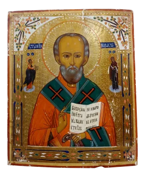 Saint Nicholas -19th Century Russian Icon on Panel