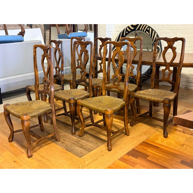 Century Furniture Vintage French Provincial Oak Parquet Extension Dining Table + Chairs, Set For Sale - Image 10 of 12