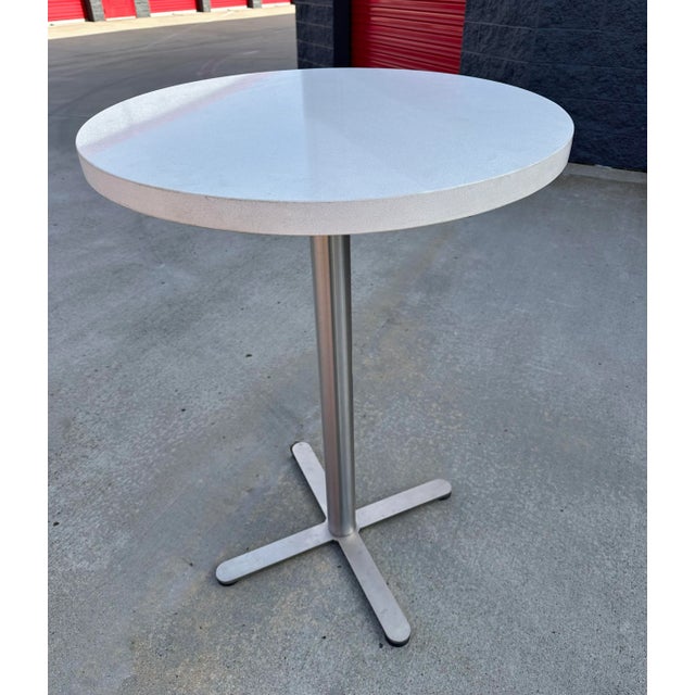 Bar Table Modern Round Quartz and Chrome For Sale - Image 4 of 7