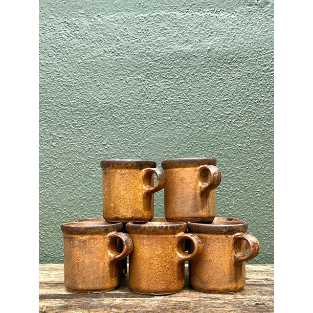 Ceramic Vintage Mid-Century Modern Glazed Ceramic Coffee Mugs - Set of 8 For Sale - Image 7 of 12