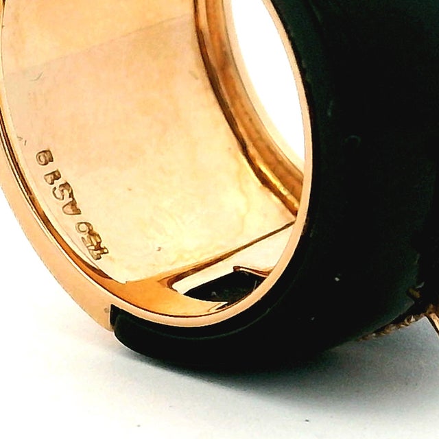 1990s Italian Black Agate & Diamond Ring in 18k Rose Gold, Size 7 For Sale - Image 9 of 11