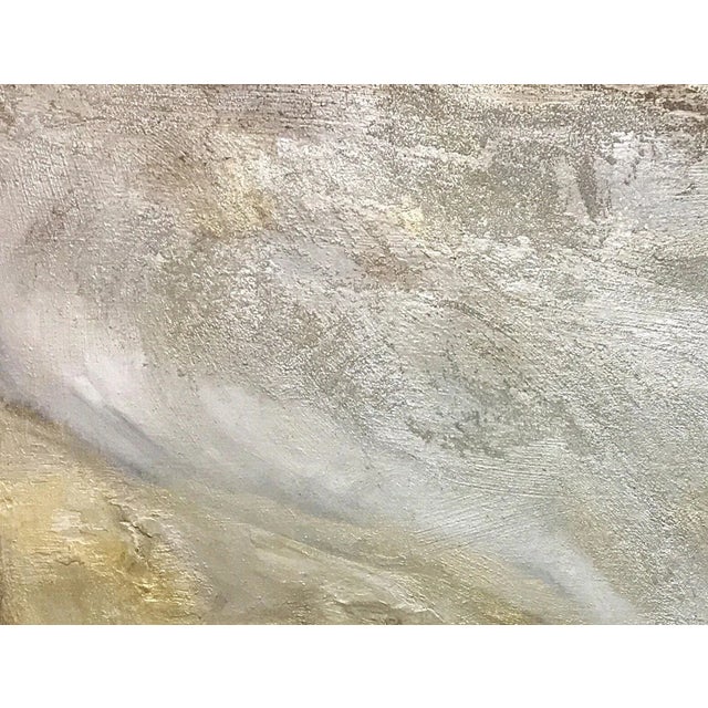 Silver "Adoration (#1 in Series)" Original Abstract Neutral Art Metallic Textured Fresco Painting For Sale - Image 8 of 10