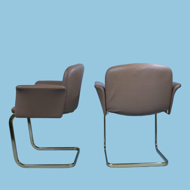 Late 20th Century Pair of MCM Brass Arm Chairs For Sale - Image 5 of 5
