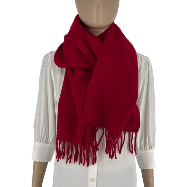 Early 21st Century Yves Saint Laurent Red Solid 100% Wool Scarf For Sale - Image 5 of 9