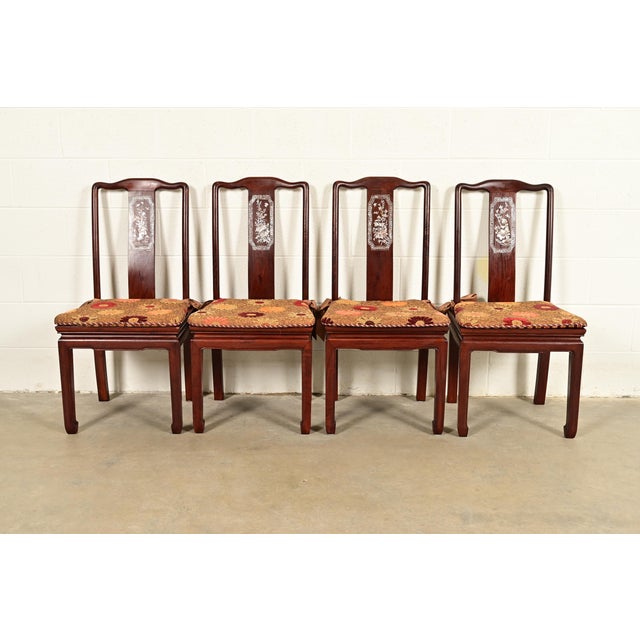 Antique Chinese Carved Rosewood Dining Chairs With Mother of Pearl Inlay, Circa 1890s For Sale - Image 13 of 13
