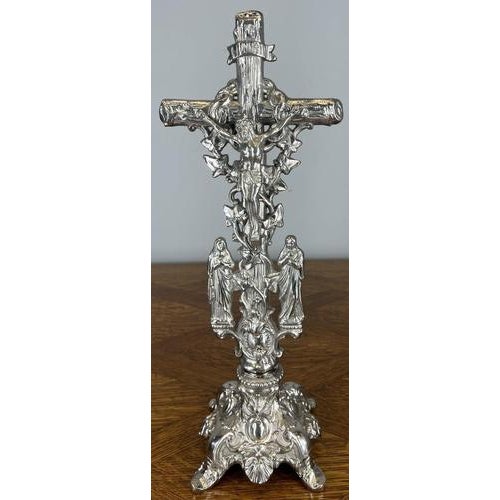 Vintage French Style Religious Cross with Ornate Base For Sale - Image 12 of 12