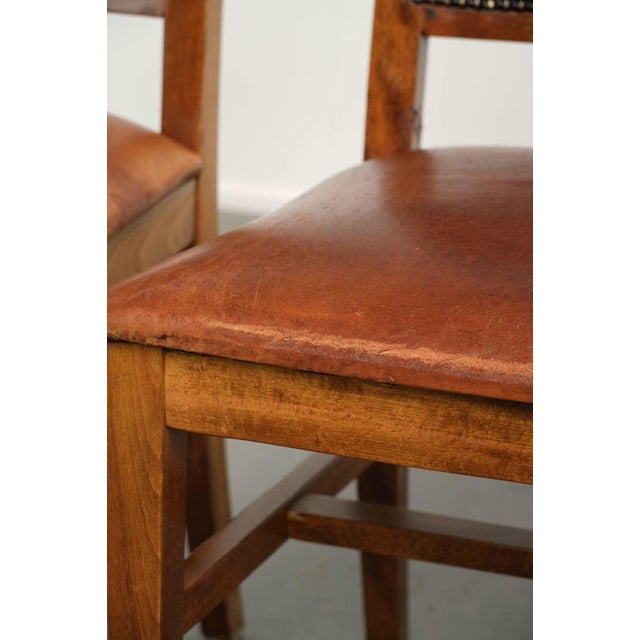 Sheepskin Dining Chairs in Warm Cognac Color with Decorative Nails, Set of 6 For Sale - Image 17 of 18