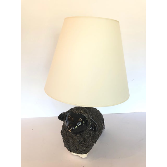 Handmade Black Ceramic Sheep Lamp For Sale - Image 9 of 9