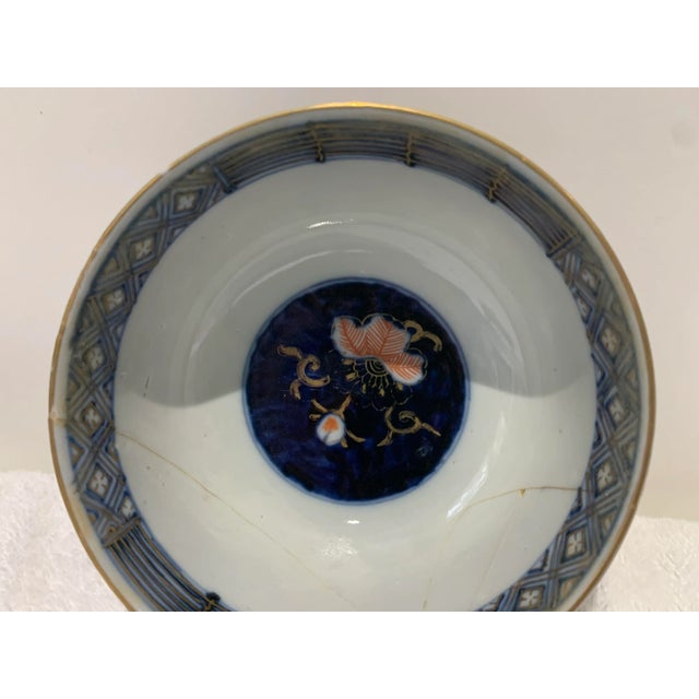Japanese Antique Meiji Fuki Choshun Hand Painted Porcelain Rice Bowl With Cover and Wood Carved Stand For Sale - Image 10 of 10