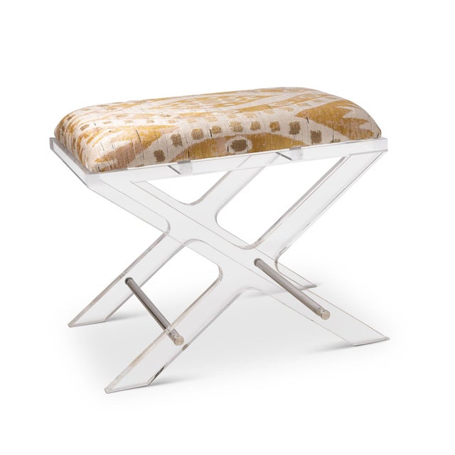 Port 68 Delano Nickel Salazar Lucite X-Bench For Sale - Image 4 of 4