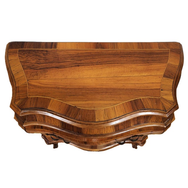 Vintage Italian 20th C Venetian Bombe Walnut & Olivewood Chest Commode For Sale - Image 9 of 11