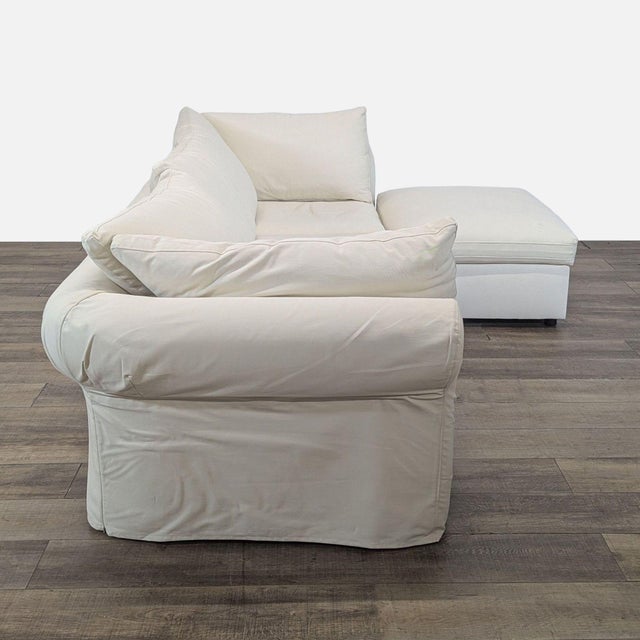 Pottery Barn Pottery Barn Air Roll Arm Sectional With Chaise in Twill Cream For Sale - Image 4 of 8