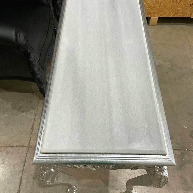 1990s 1990s Baroque Console Table – Silver Leaf Finish With Carvings For Sale - Image 5 of 6