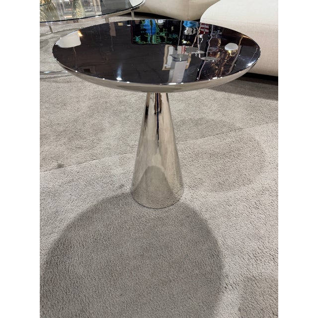 A sleek study in modern minimalism, this Restoration Hardware Stainless Steel Side Table embodies the brand’s signature...