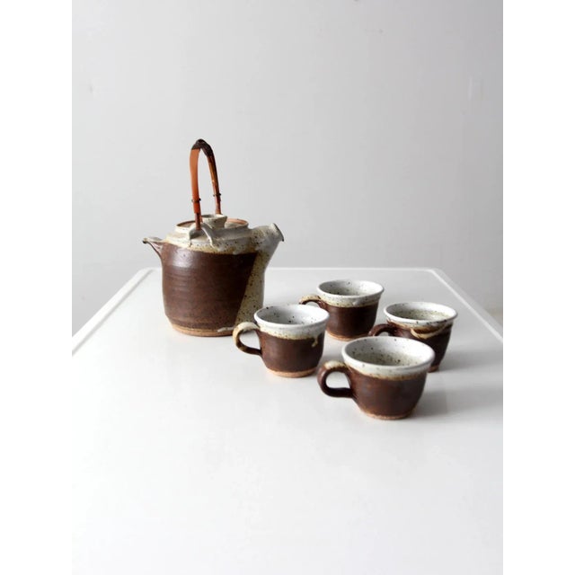 Contemporary Vintage Japanese Studio Pottery Tea Set - 5 Pc For Sale - Image 3 of 12