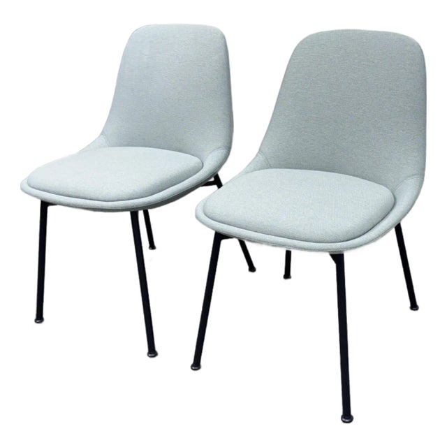 Bernhardt Chloe Dining Side Chairs in Sky, Pair For Sale