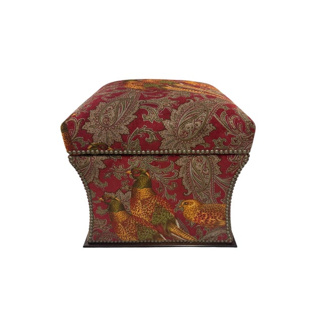English Late 20th Century Ralph Lauren 'Florence' Ottoman in Buckthorn Paisley Fabric With Nailhead Trim For Sale - Image 3 of 13