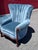 1950s Vintage Tufted Wingback Lounge Chair With Carved Mahogany Frame For Sale - Image 5 of 6