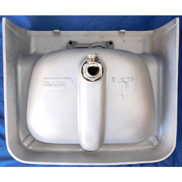 1973 Vintage "Standard" Clair De Lune Blue Cast Iron & Porcelain Wall-Mounted Sink For Sale - Image 15 of 18