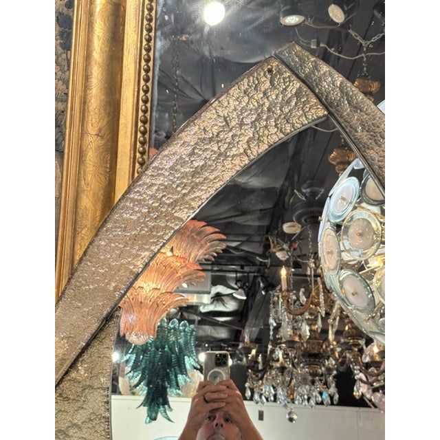 Pair of Murano Mondernist Silver Mirrors For Sale - Image 4 of 6